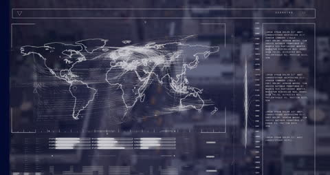 Global Digital Interface Over Cityscape