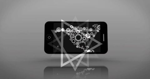 symbolic smartphone design with gears and abstract overlays - Download Free Stock Images Pikwizard.com