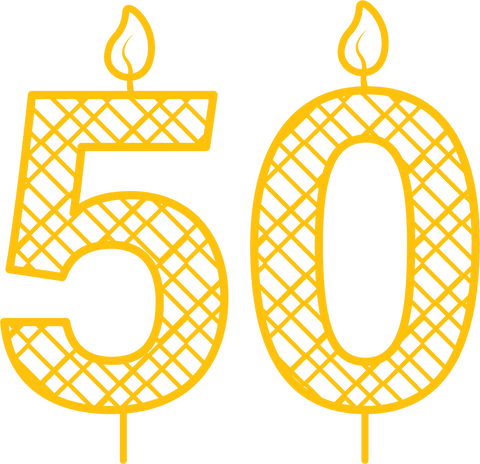 Birthday Number 50 Candle Design on Transparent Background