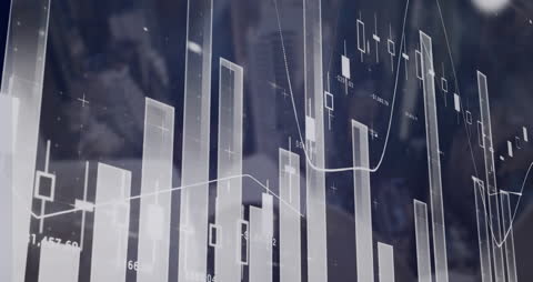 Futuristic Financial Data and Cityscape Overlap