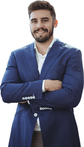 Confident Businessman in Blue Suit Transparent Background