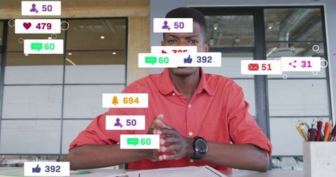Focused Professional Overwhelmed by Social Media Notifications