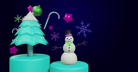 Festive Christmas Display with Tree and Snowman Decorations