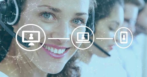 Networking and Technology Illustration with Smiling Professionals