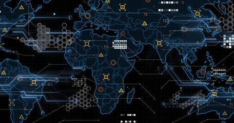 Global Connectivity and Data Processing with Digital World Map - Download Free Stock Images Pikwizard.com