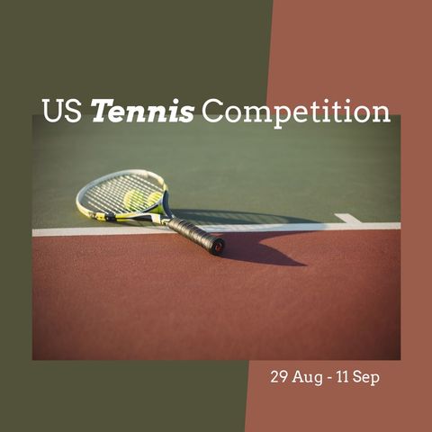 tennis racket on court at us tennis competition tournament - Download Free Stock Templates Pikwizard.com