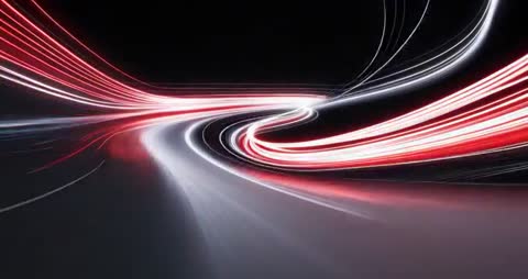 Futuristic Light Trails on Dark Curve in Motion Graphics