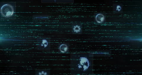 Digital Data Processing and Global Connection Animation