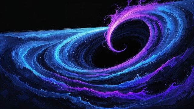 Vibrant cosmic vortex with neon blue and purple swirl