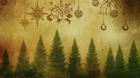 Panning Vintage Christmas Ornaments and Pine Trees on Canvas