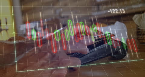 Conceptual NFC Payment Animation with Digital Financial Graphs