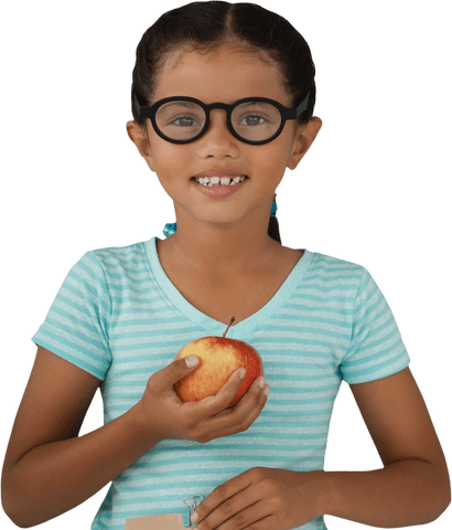transparent portrait of girl wearing glasses holding apple - Download Free Stock Videos Pikwizard.com