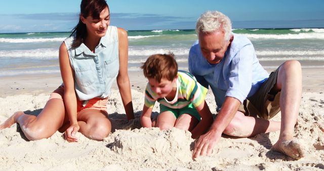 Family Spending Time Together on Sandy Beach - Download Free Stock Images Pikwizard.com