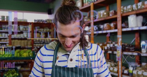 Digital Analysis Over Man Grocery Shopping in Supermarket