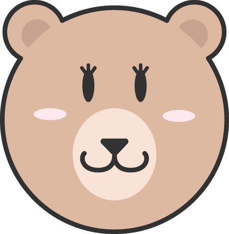 Cute bear head illustration transparent mascot design