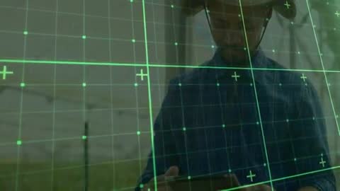 Digital Farming Technology with Farmer in Greenhouse Analyzing Data