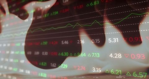 Financial data amid flames represents market volatility