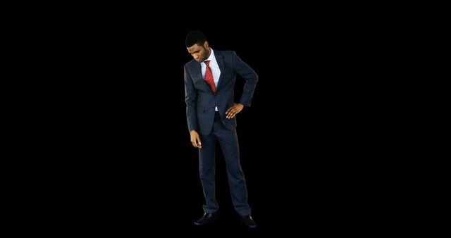 Black Businessman in Formal Suit Looking Pensive Against Black Background - Download Free Stock Images Pikwizard.com