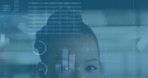 Analyzing business data with futuristic interface concept