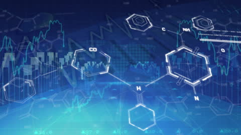 Chemical Formula Animation with Data Processing Background