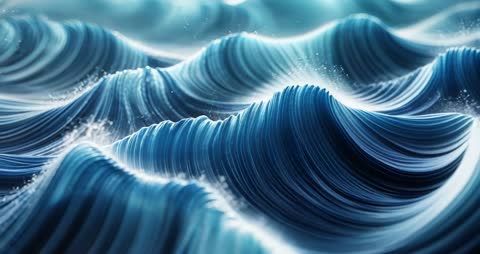 Futuristic Blue Wave Patterns in a Dynamic Digital Seascape