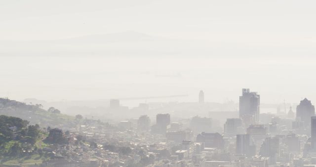 Aerial View of Cityscape with Heavy Smog and Hazy Sky - Download Free Stock Images Pikwizard.com