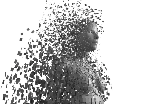 Transparent Female Render Disintegrating into Pixels 3D Digital Art - Download Free Stock Videos Pikwizard.com