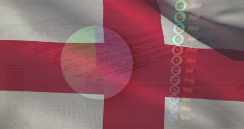 Abstract Financial Layers over Danish Flag Concept