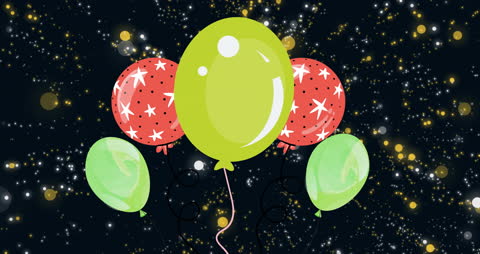 Colorful Balloons Floating on Festive Sparkling Background