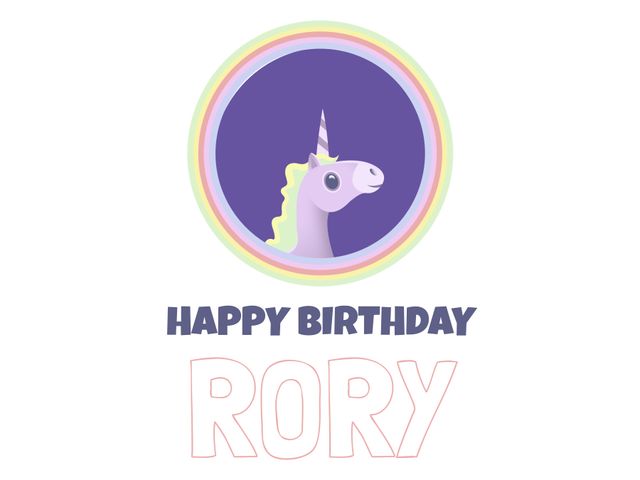 Perfect for birthday cards or invitations to children's parties. This vibrant image of a whimsical unicorn inside a colorful circle adds a magical touch to any banner, postcard, or social media post commemorating a birthday.