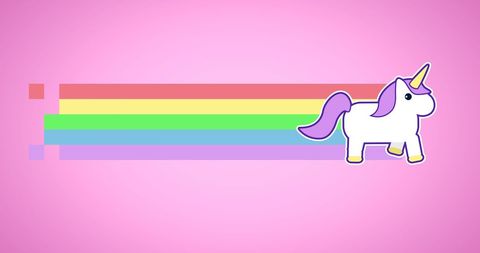 Cute Unicorn With Rainbow on Pink Background