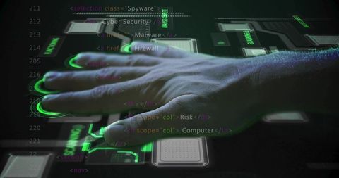 Futuristic Touchscreen Panel with Cybersecurity Interface