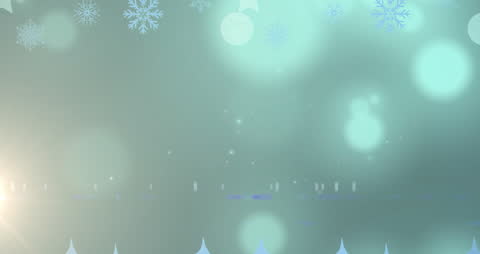 Abstract Snowfall and Light Animation on Green Background