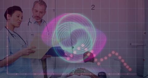 Diverse Doctors Analyzing Data Over Hospitalized Patient