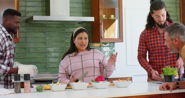 Group of Friends Preparing Healthy Meal in Modern Kitchen - Download Free Stock Images Pikwizard.com