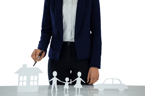 businesswoman drawing transparent symbols of family home and car - Download Free Stock Videos Pikwizard.com