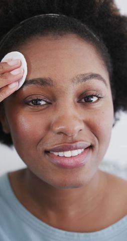 African American Woman Practicing Skincare Routine