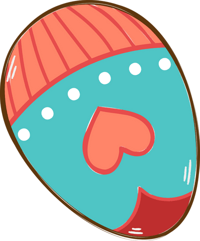 Vibrant Easter Egg Ornament with Heart Motif on Transparent Background