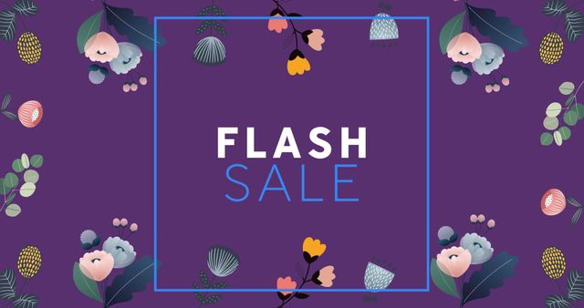 This design showcases 'Flash Sale' text with vibrant flowers and colors against a purple background. The animated, hypnotic effect of moving flowers creates an eye-catching visual, ideal for use in advertising campaigns promoting time-sensitive retail sales. Perfect for website banners, social media adverts, and email marketing to attract customer attention and drive engagement.