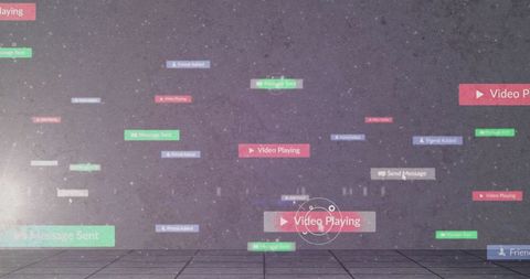 Futuristic digital interface with floating panels