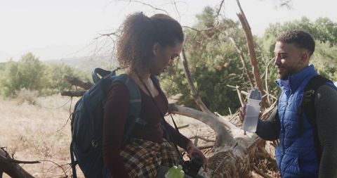 Couple Enjoying Outdoor Hiking Adventure in Forest - Download Free Stock Images Pikwizard.com