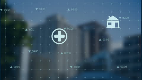 Digital Network overlay on Urban Skyscrapers