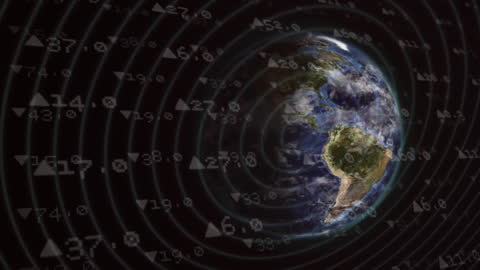 Spinning Globe with Overlaid Financial Data