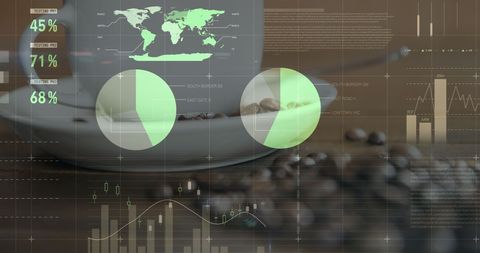 Global Business Infographics and Coffee Beans Double Exposure - Download Free Stock Images Pikwizard.com