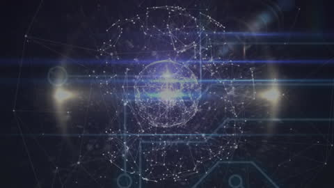 Digital Network Globe with Connections on Dark Background