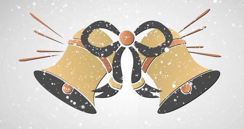 Festive Christmas Bells with Falling Snow Illustration