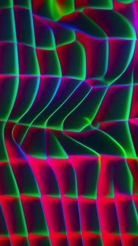 Neon Grid Warping, Pulsing and Shifting Vivid Hues — Vertical Futuristic Abstract Loop