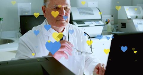 Senior Scientist in Modern Lab with Ukraine Support Overlay - Download Free Stock Images Pikwizard.com