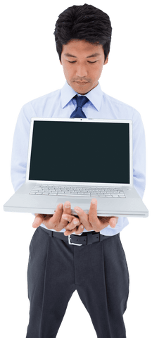 Transparent Businessman Presenting Laptop Digital Technology - Download Free Stock Videos Pikwizard.com
