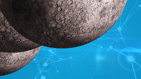 Digital Moons Overlapping Futuristic Network